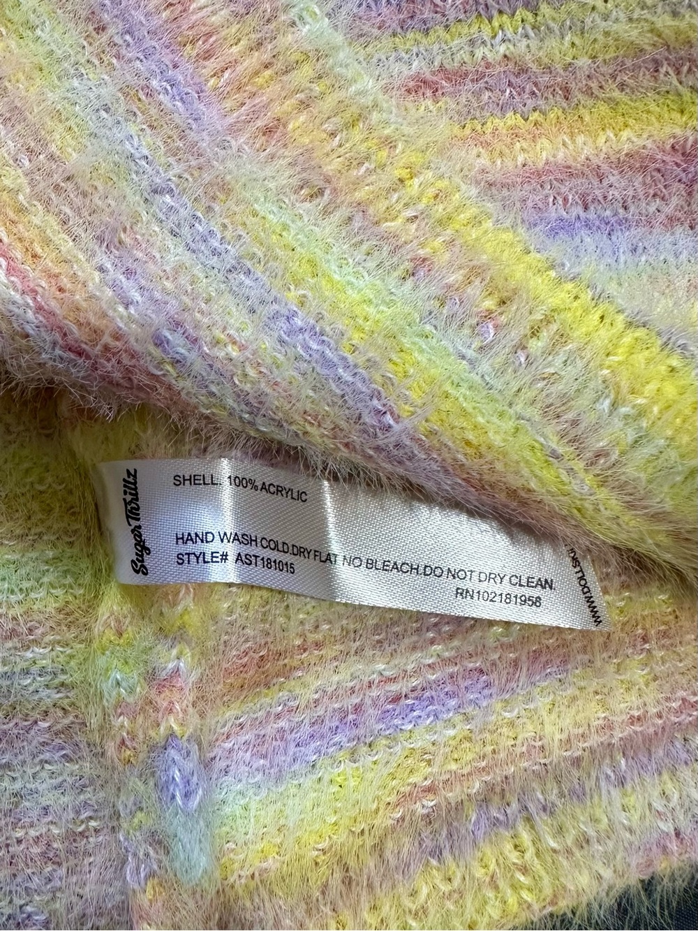 Sugar Thrillz Candy Rain Crop Top NWT S Pastel Multicolor Fuzzy Knit Tank Y2K - Picture 7 of 11